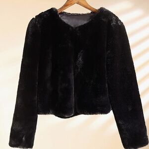 Black faux fur jacket